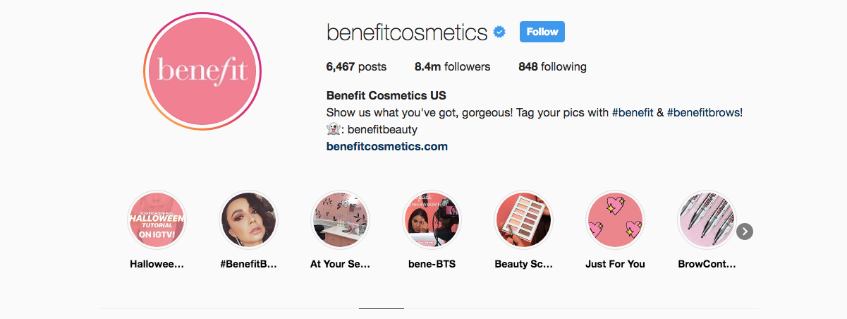Benefit Cosmetics instagram tutorials